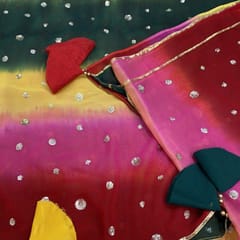 MultiColour Coloured Georgette Embroidery Duppata