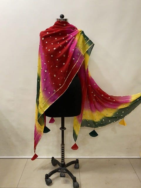 MultiColour Coloured Georgette Embroidery Duppata