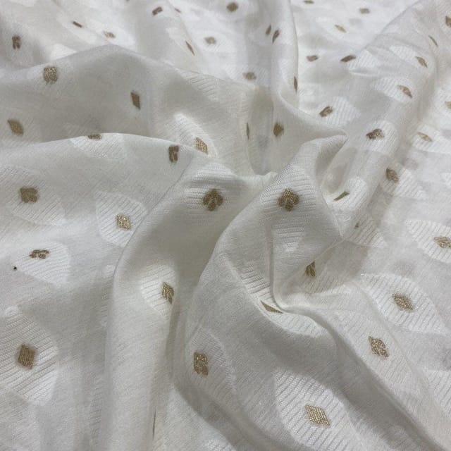 White Coloured Chanderi Jacquard fabric