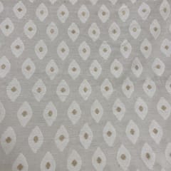 White Coloured Chanderi Jacquard fabric