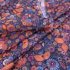 Black Colour Organza Digital Print ( 2 mtr cut piece)