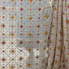 Off White Georgette Jacquard fabric