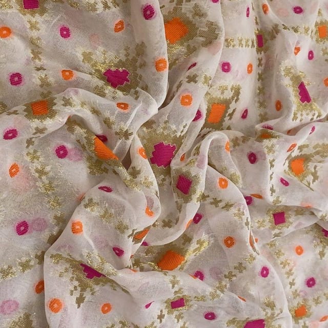 Off White Georgette Jacquard fabric