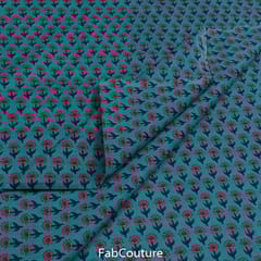 Sea Green Colour Cambric block print (1.3 Meter Cut Piece)