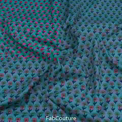 Sea Green Colour Cambric block print (1.3 Meter Cut Piece)
