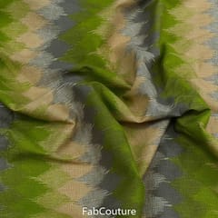 Green Colour Flex Ikkat Printed Fabric