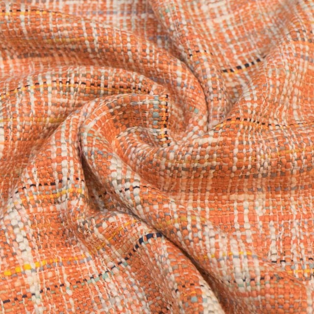 Orange colour Jacquard Fabric