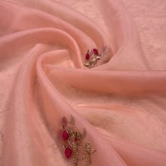 Peach Colour Handcrafted Organza Dupatta