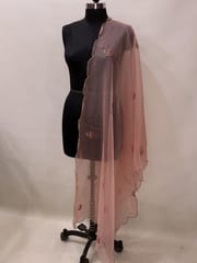 Peach Colour Handcrafted Organza Dupatta