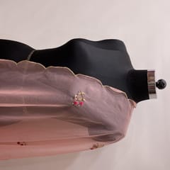Peach Colour Handcrafted Organza Dupatta