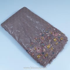 Mouve Colour Net Sequins Embroidered Fabric