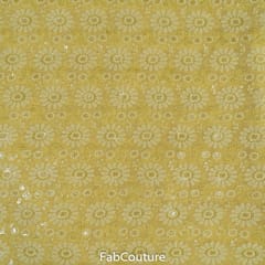 Yellow Georgette Lakhnavi Embroidered Fabric