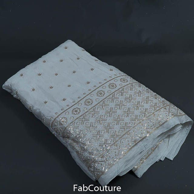 White Dyeable Chinon Embroidery (1.20Mtr Piece)