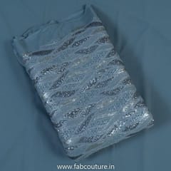 Grey Poly Georgette Embroidery and Plain Georgette Set