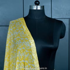 Yellow Colour Chiffon Zari Border Batik Dupatta