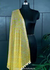 Yellow Colour Chiffon Zari Border Batik Dupatta