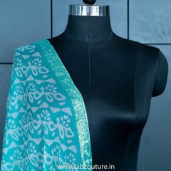 Green Colour Chiffon Zari Border Batik Dupatta
