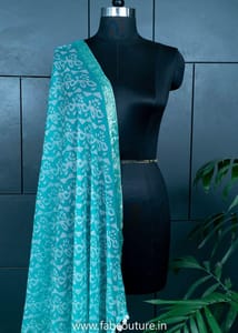 Green Colour Chiffon Zari Border Batik Dupatta