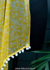 Yellow Colour Chiffon Zari Border Batik Dupatta