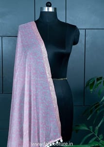 Pink Colour Chiffon Zari Border Batik Dupatta