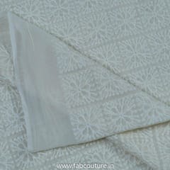 White Dyeable Georgette Chikan Embroidery (2Mtr Piece)