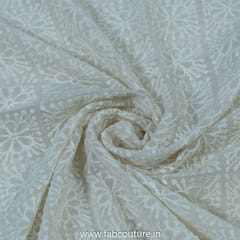 White Dyeable Georgette Chikan Embroidery (2Mtr Piece)