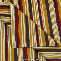 Mustard Cotton Discharge Printed Fabric