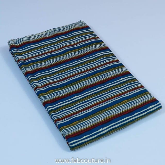 Blue Cotton Discharge Printed Fabric
