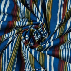 Blue Cotton Discharge Printed Fabric