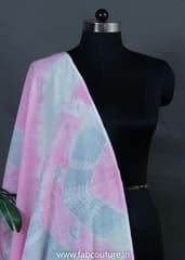 Pink & Grey Colour Mal Cotton Tie & Dye Dupatta