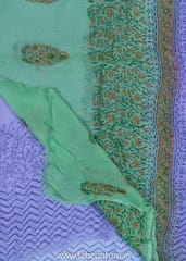 Purple Colour Cotton Printed Suit With Cotton Bottom And Printed Chiffon Dupatta