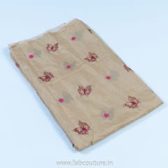 Beige Colour Chanderi Thread Embroidery (2.7Meter Cut Piece)