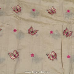 Beige Colour Chanderi Thread Embroidery (2.7Meter Cut Piece)
