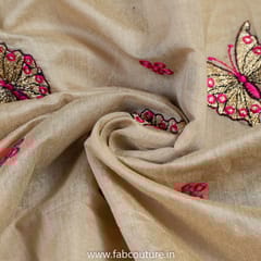 Beige Colour Chanderi Thread Embroidery (2.7Meter Cut Piece)