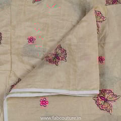 Beige Colour Chanderi Thread Embroidery (2.7Meter Cut Piece)