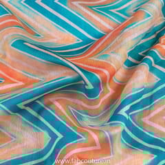 Firozi Colour Chanderi Digital Printed Fabric