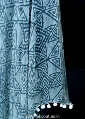 Grey Colour Chiffon Zari Border Batik Dupatta