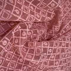 Peach Kota Chikan Embroidery (90CM Cut Piece )