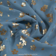 Grey Colour Georgette Foil Printed Fabric(1.60Meter Piece)