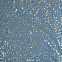 Grey Colour Georgette Foil Printed Fabric(1.60Meter Piece)