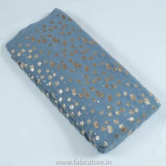Grey Colour Georgette Foil Printed Fabric(1.60Meter Piece)