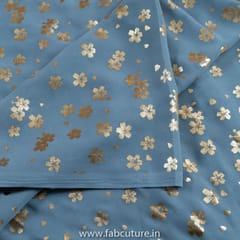 Grey Colour Georgette Foil Printed Fabric(1.60Meter Piece)