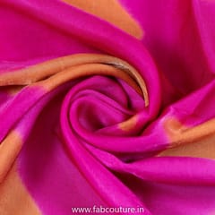 Magenta With Orange Gajji Silk Clamp Dyed Fabric 2.5 Metre Piece