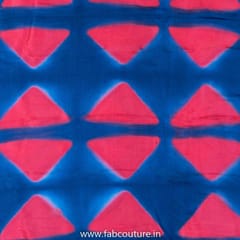 Blue With Red modal satin Clamp Dyed Fabric 2.5 Metre Piece