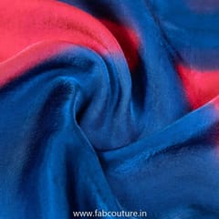 Blue With Red modal satin Clamp Dyed Fabric 2.5 Metre Piece