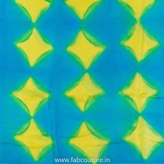 Firozi And Yellow Gajji Silk Clamp Dyed Fabric 2.5 Metre Piece