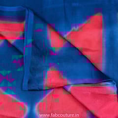 Blue With Red modal satin Clamp Dyed Fabric 2.5 Metre Piece