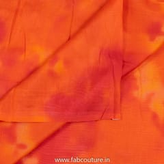 Orange Colour Chanderi Silk Tie Dye Digital Printed Fabric
