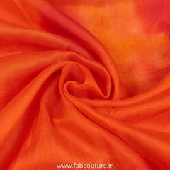 Orange Colour Chanderi Silk Tie Dye Digital Printed Fabric