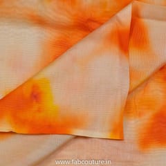 Peach Colour Chanderi Silk Tie Dye Digital Printed Fabric